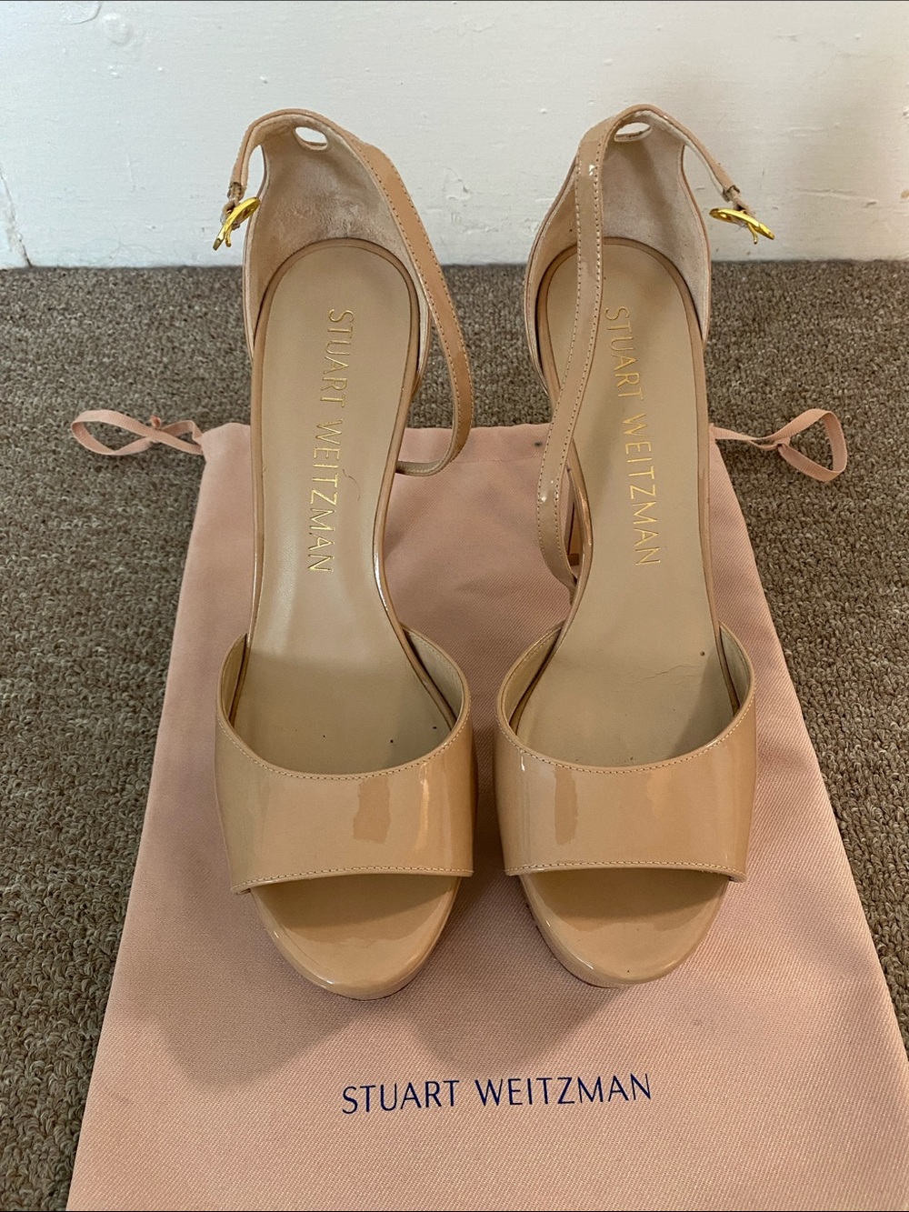 Stuart Weitzman Discoplatform Nudistcurve Leather Sandals